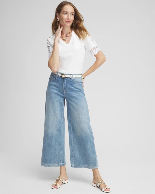 Trim Detail V-neck Tee - image 2
